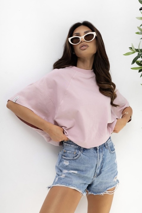 T- shirt Lenoshka Comfy Oversize Tee ze stoperem - Pudrowy róż