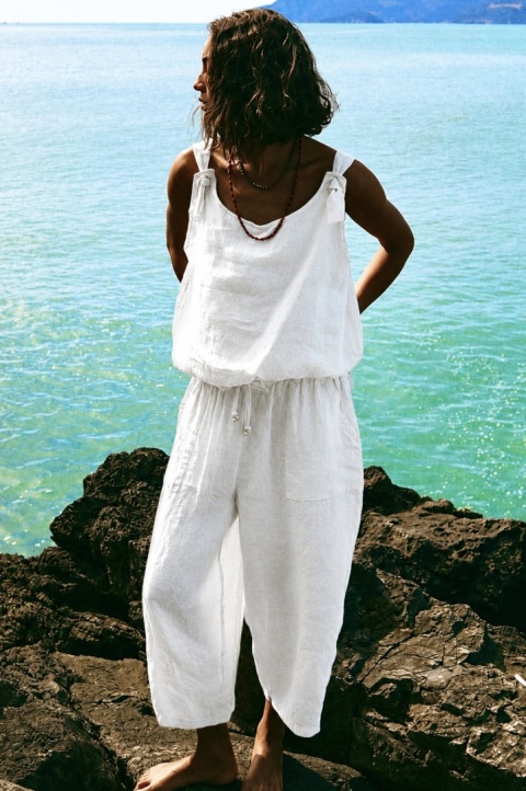 Lniane spodnie Wiya - Bianco