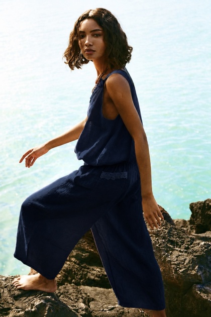 Lniane spodnie Wiya - Blu