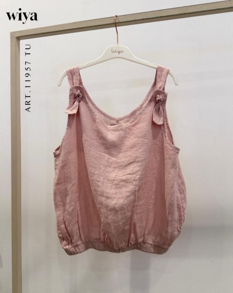 Lniany top Wiya - Cipria