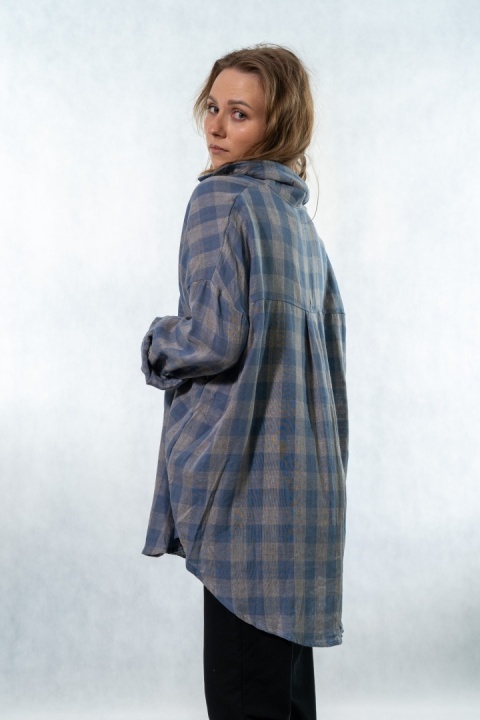 Koszula oversize w kratę – denim blue