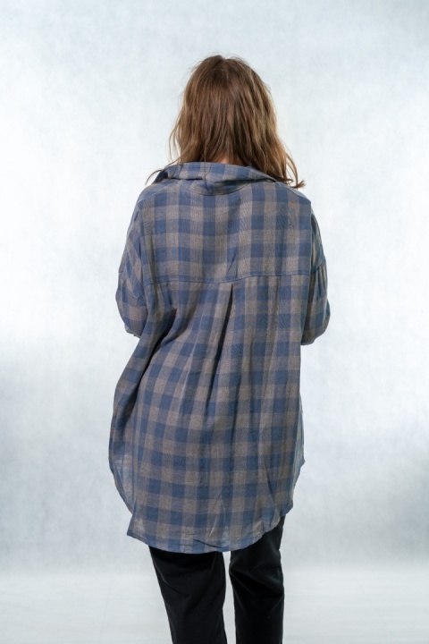 Koszula oversize w kratę – denim blue
