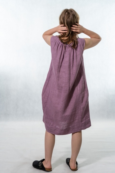 Sukienka "Simplicity" - minimalistyczna sukienka z lnu Smoky lilac