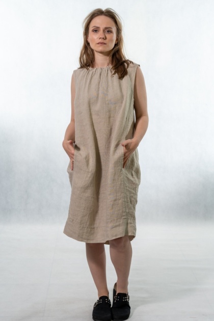 Sukienka "Simplicity" - minimalistyczna sukienka z lnu Beige