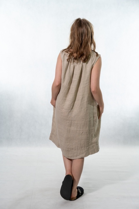 Sukienka "Simplicity" - minimalistyczna sukienka z lnu Beige