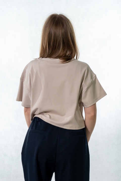 T-shirt MyStar crop - Beżowy