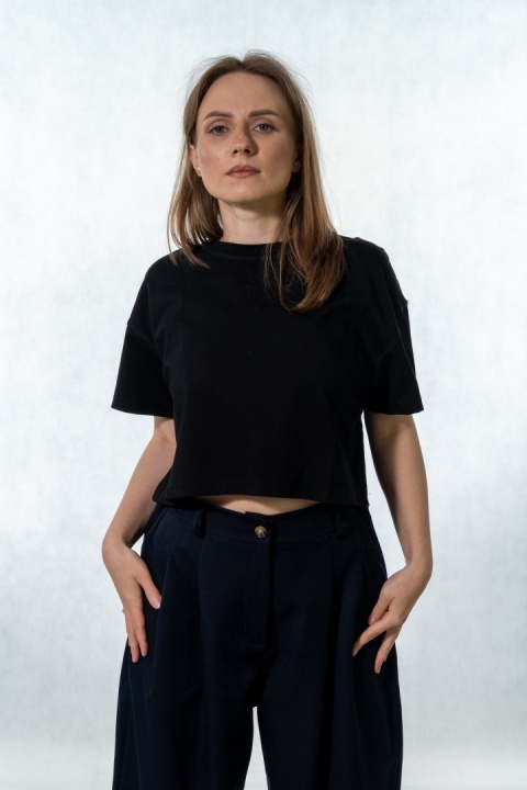 T-shirt MyStar crop - Czarny