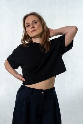 T-shirt MyStar crop - Czarny