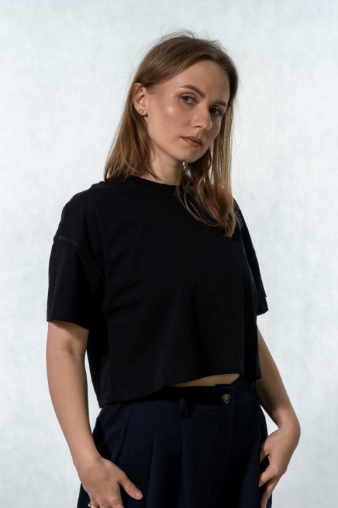 T-shirt MyStar crop - Czarny