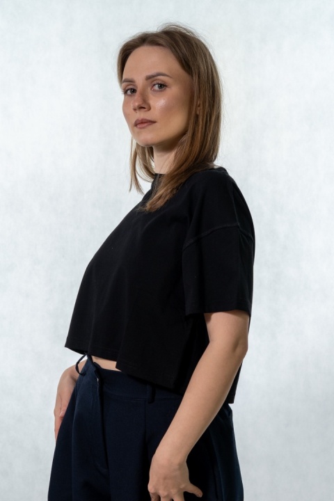 T-shirt MyStar crop - Czarny