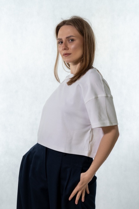 T-shirt MyStar crop - Biały