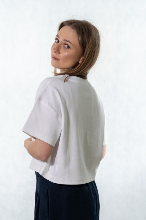 T-shirt MyStar crop - Biały