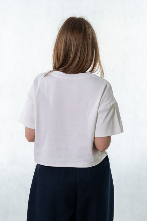 T-shirt MyStar crop - Biały
