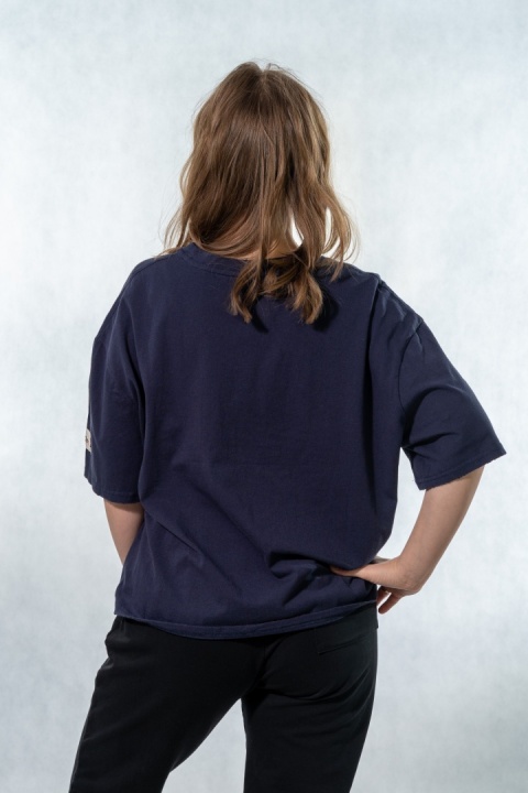 T-shirt oversize „BUY SOMETHING!” - Granatowy