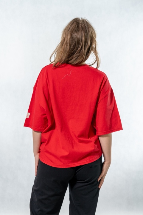 T-shirt oversize „BUY SOMETHING!” - Czerwony
