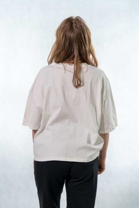 T-shirt oversize „BUY SOMETHING!” - Biały
