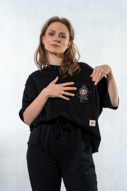 T-shirt oversize „JOY" - Czarny
