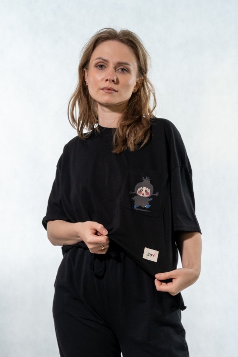 T-shirt oversize „JOY" - Czarny