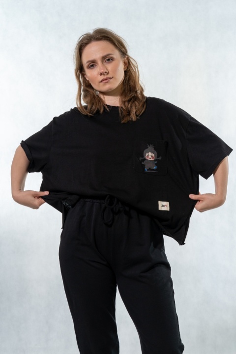 T-shirt oversize „JOY" - Czarny