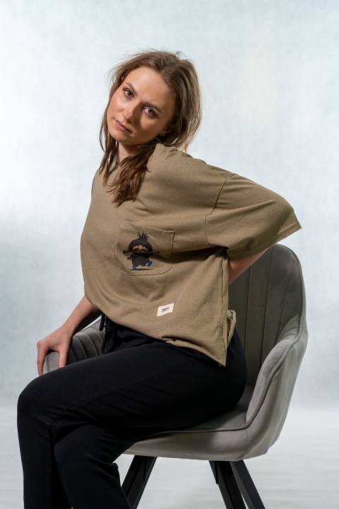 T-shirt oversize „JOY” – Khaki