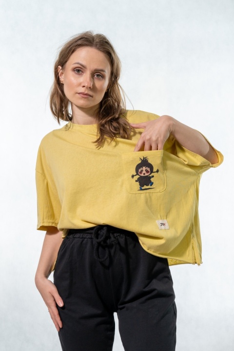 T-shirt oversize „JOY" - Żółty