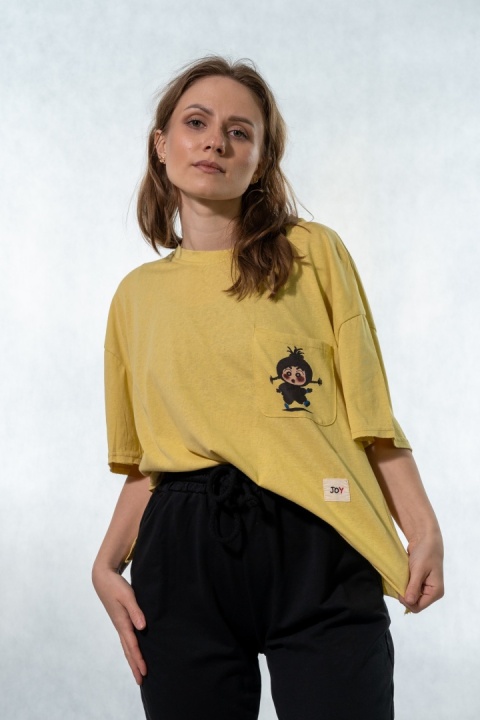 T-shirt oversize „JOY" - Żółty