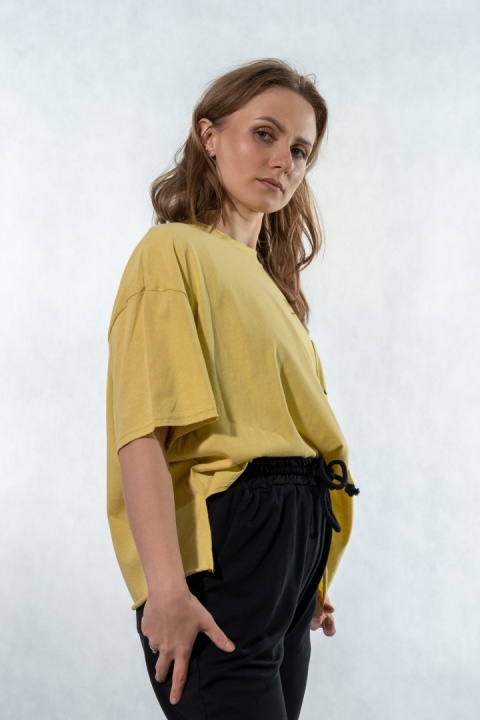 T-shirt oversize „JOY" - Żółty