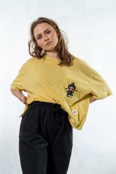 T-shirt oversize „JOY" - Żółty
