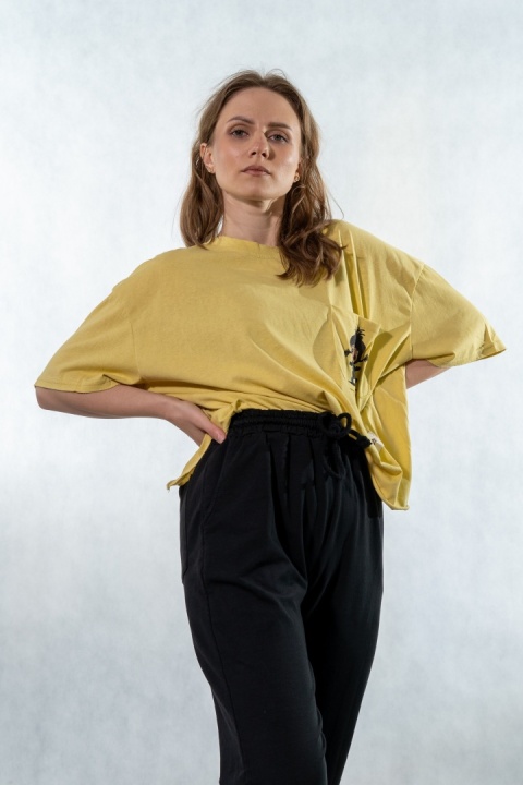 T-shirt oversize „JOY" - Żółty
