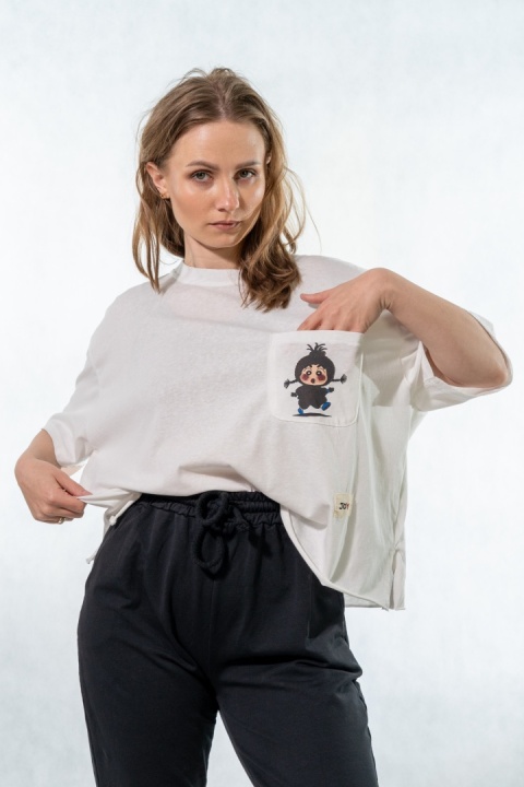 T-shirt oversize „JOY" - Biały
