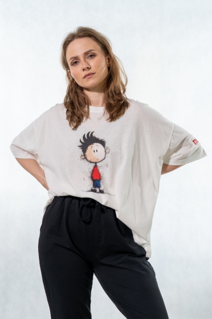 T-shirt oversize „Mental" - Biały
