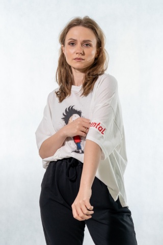 T-shirt oversize „Mental" - Biały
