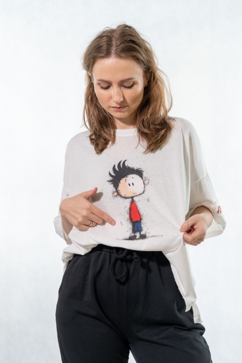 T-shirt oversize „Mental" - Biały
