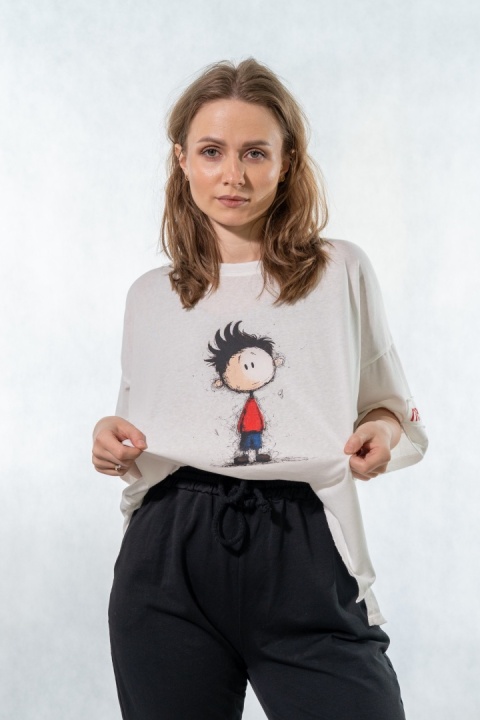 T-shirt oversize „Mental" - Biały