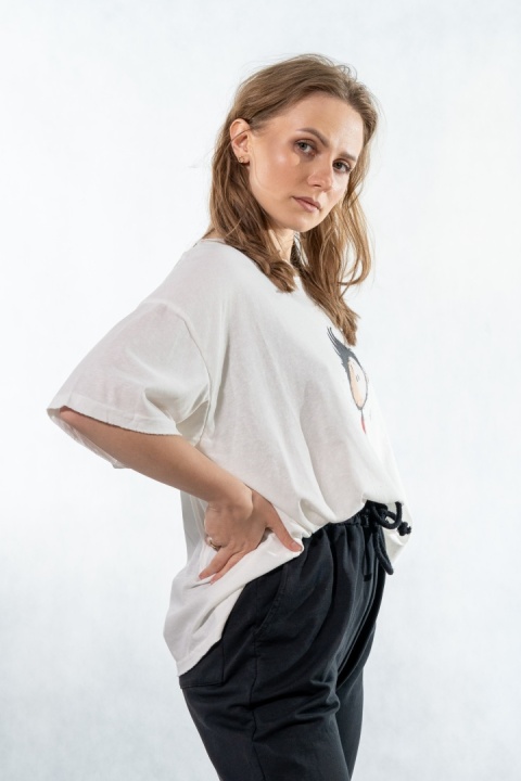 T-shirt oversize „Mental" - Biały