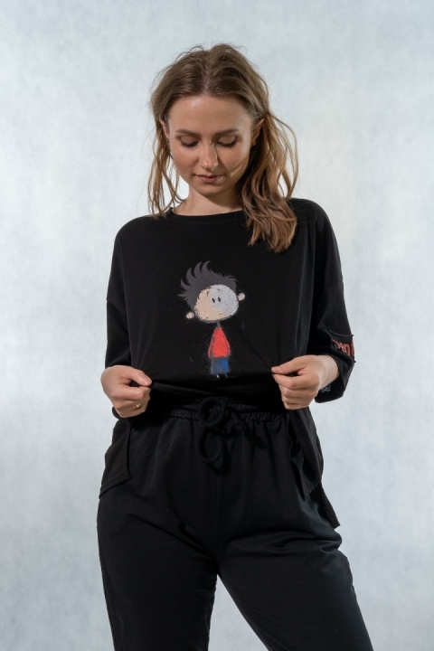T-shirt oversize „Mental" - Czarny