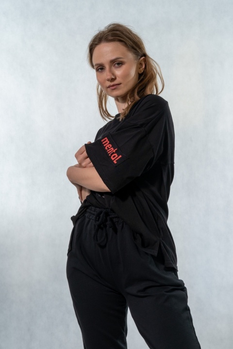 T-shirt oversize „Mental" - Czarny