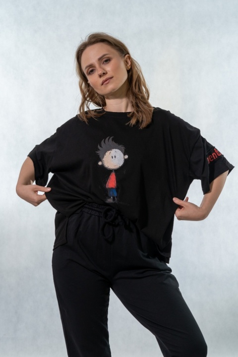 T-shirt oversize „Mental" - Czarny