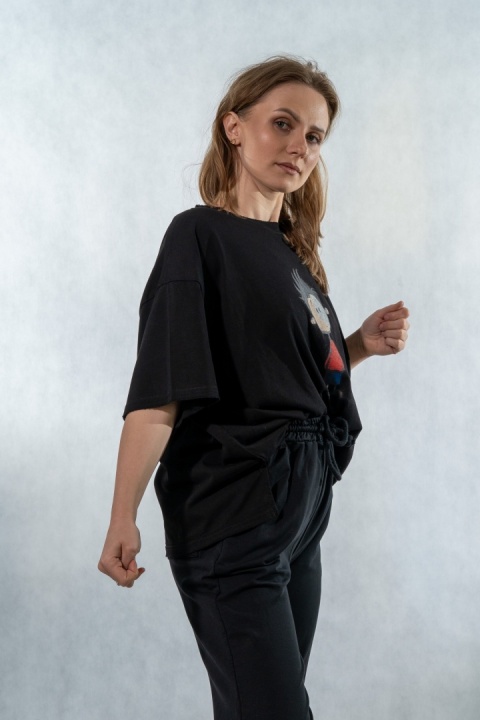 T-shirt oversize „Mental" - Czarny