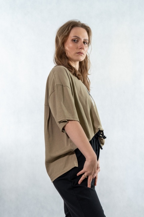 T-shirt oversize „Mental" - Khaki