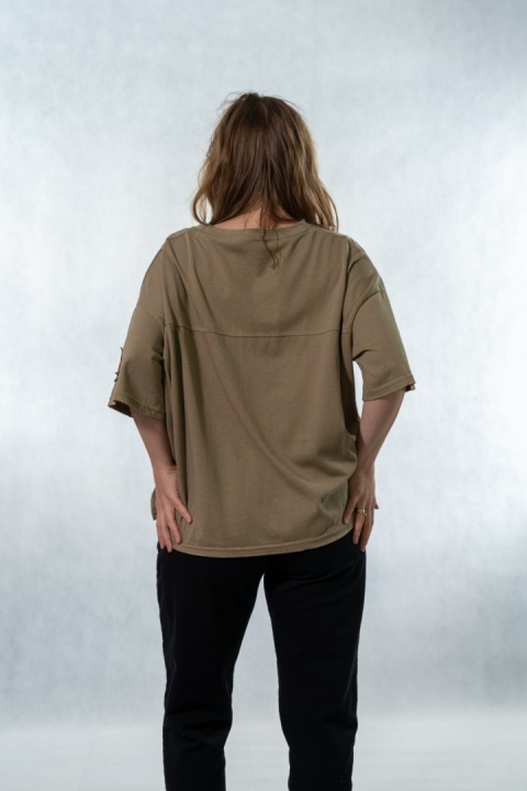T-shirt oversize „Mental" - Khaki
