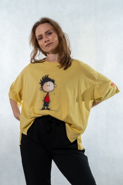 T-shirt oversize „Mental" - Żółty