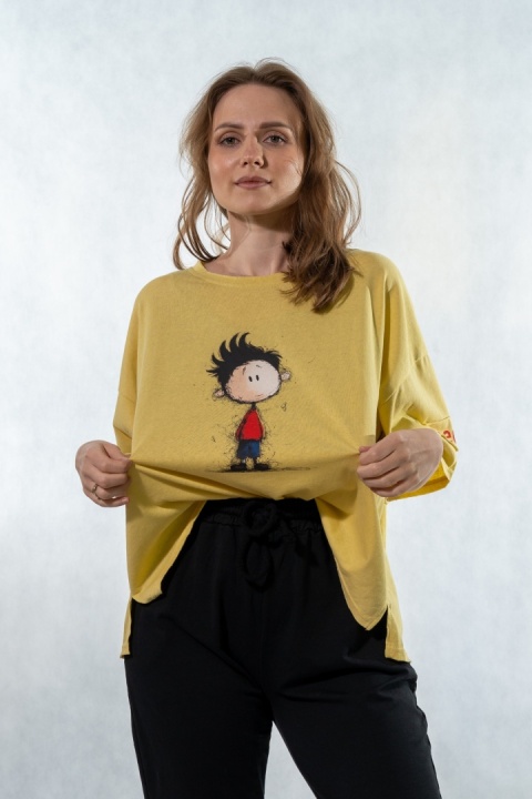 T-shirt oversize „Mental" - Żółty