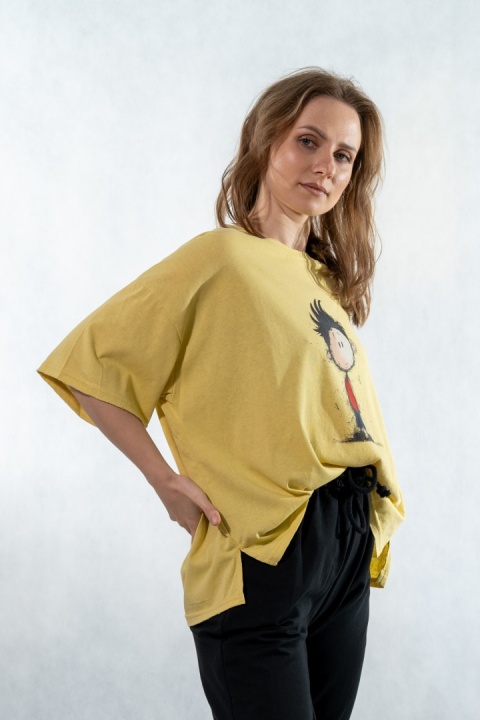 T-shirt oversize „Mental" - Żółty