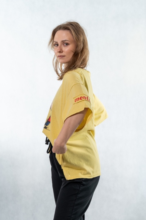 T-shirt oversize „Mental" - Żółty