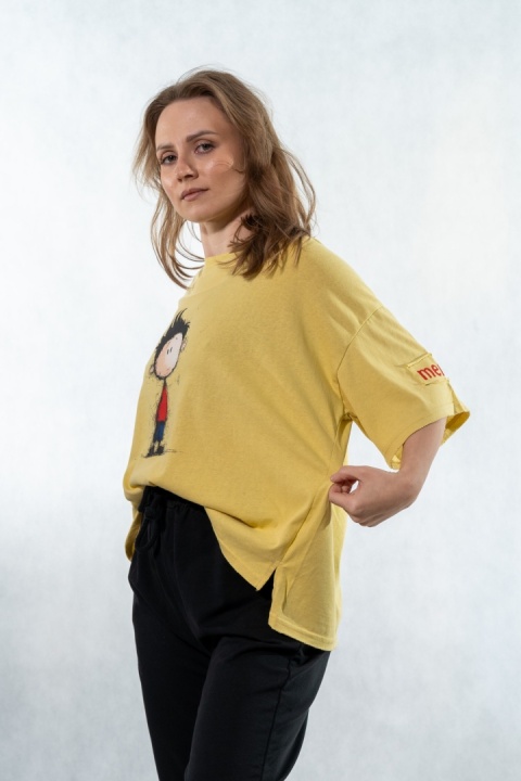 T-shirt oversize „Mental" - Żółty