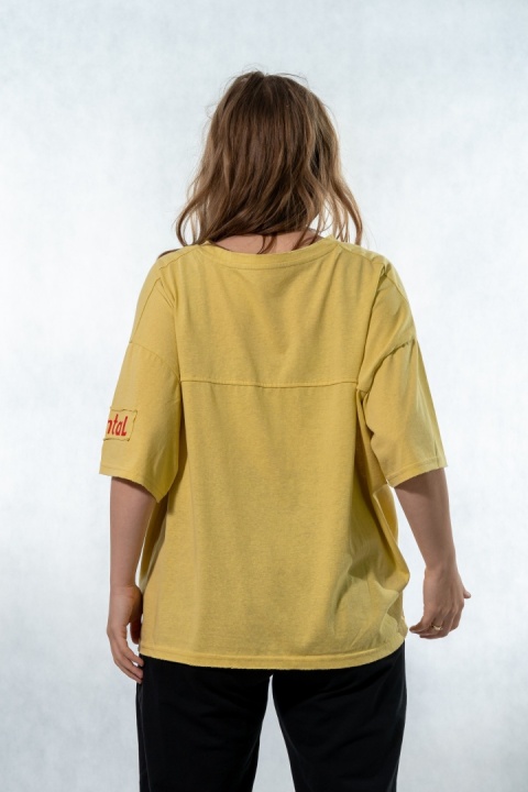 T-shirt oversize „Mental" - Żółty