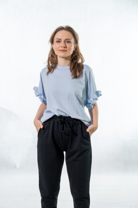 T-shirt z falbankami Volant WIYA - Cielo