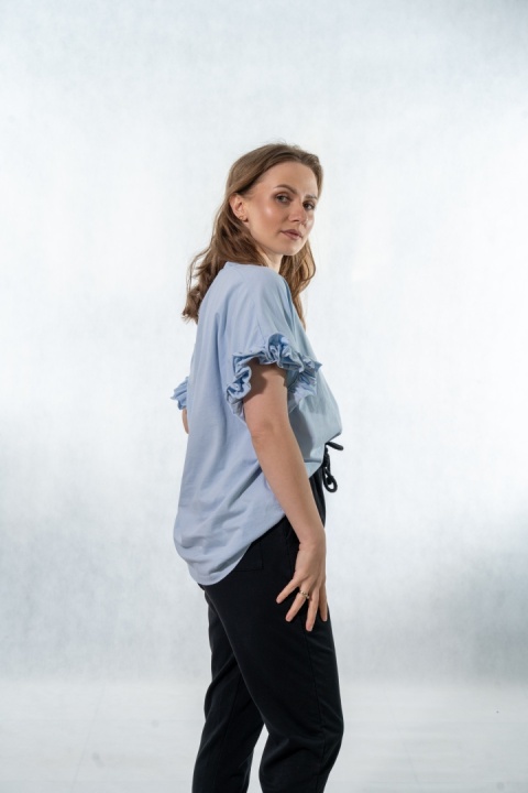 T-shirt z falbankami Volant WIYA - Cielo