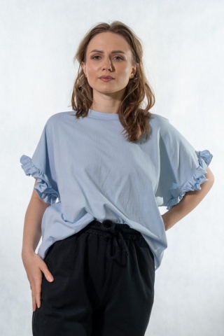 T-shirt z falbankami Volant WIYA - Cielo